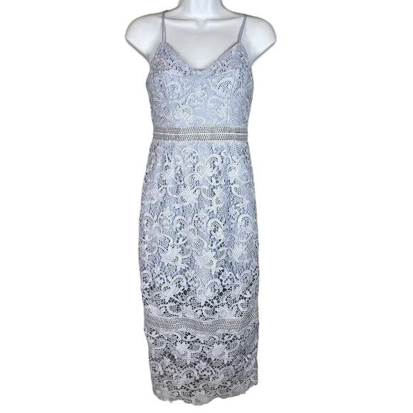 Bardot Womens Clementine Pencil Midi Dress Size 4 XS Pale Blue Lace Underwire - Picture 1 of 10